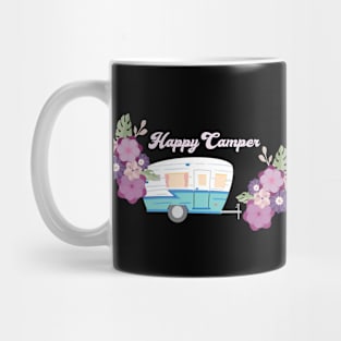 Happy Camper - Retro Trailer with Flowers Mug